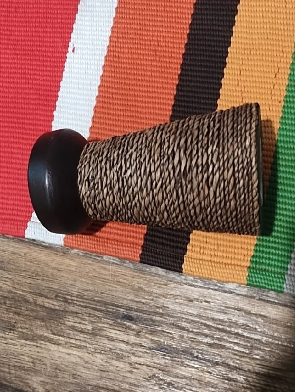Target Brown and Natural Twine Wrapped Candle Holder VGC. Heavy.